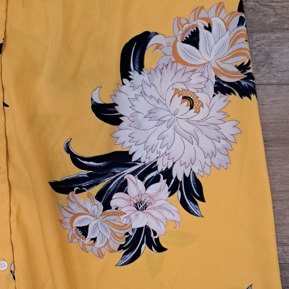 LOFT Bright Yellow Floral Midi Dress - Picture 4 of 4